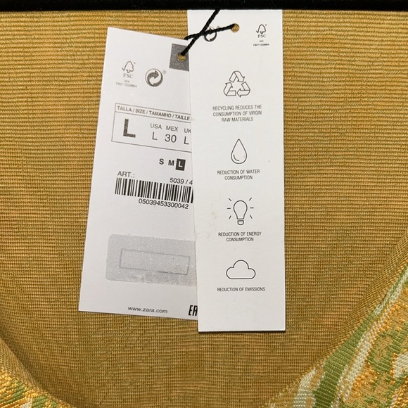 ZARA Rare Yellow Green Paisley Ruffle Crop Top Size L NWT Sleeveless Boho Chic - Picture 9 of 9